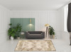 8' x 10' Brown Damask Power Loom Distressed Stain Resistant Area Rug