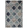 8' x 10' Deep Royal Quatrefoil Power Loom Distressed Stain Resistant Area Rug