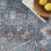 8' x 10' Blue Floral Power Loom Distressed Washable Area Rug