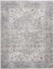 8' x 10' Gray Floral Power Loom Distressed Area Rug