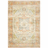 8' x 10' Orange Silver Gold and Grey Abstract Power Loom Stain Resistant Area Rug