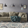 8' x 10' Ivory Blue and Gray Floral Stain Resistant Area Rug