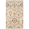 8' x 10' Ivory Gray and Olive Floral Stain Resistant Area Rug