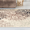 8' x 10' Tan Gray and Black Floral Medallion Stain Resistant Area Rug