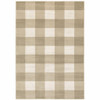 8' x 10' Beige and Ivory Geometric Power Loom Stain Resistant Area Rug
