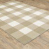 8' x 10' Beige and Ivory Geometric Power Loom Stain Resistant Area Rug