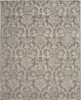 8' x 10' Gray Damask Power Loom Rectangle Polypropylene Area Rug
