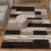 8' x 10' Chocolate Patchwork Power Loom Stain Resistant Area Rug