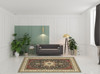 8' x 11' Navy and Ivory Oriental Power Loom Stain Resistant Area Rug