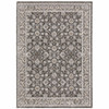 8' x 11' Grey & Ivory Oriental Power Loom Stain Resistant Area Rug with Fringe