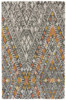 8' x 11' Gray Ivory and Orange Wool Geometric Tufted Handmade Area Rug