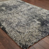 8' x 11' Charcoal Silver & Grey Abstract Shag Power Loom Stain Resistant Area Rug