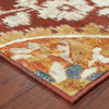 8' x 11' Red Gold Teal Grey Ivory and Blue Oriental Power Loom Stain Resistant Area Rug