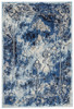 8' x 11' Blue Ivory and Gray Floral Distressed Stain Resistant Area Rug