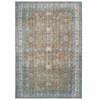 8' x 11' Gold and Grey Oriental Power Loom Stain Resistant Area Rug