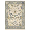 8' x 11' Ivory Blue Grey Teal Gold Green and Rust Oriental Power Loom Area Rug
