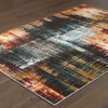 8' x 11' Blue Gold Red and Grey Abstract Power Loom Stain Resistant Area Rug