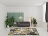 8' x 11' Grey Gold Blue Orange Beige and Brown Abstract Power Loom Area Rug