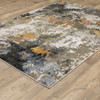 8' x 11' Grey Gold Blue Orange Beige and Brown Abstract Power Loom Area Rug