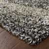 8' x 11' Charcoal Silver and Grey Abstract Shag Power Loom Stain Resistant Area Rug