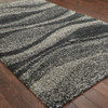 8' x 11' Charcoal Silver and Grey Abstract Shag Power Loom Stain Resistant Area Rug