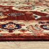 8' x 11' Red Ivory Orange and Blue Oriental Power Loom Area Rug with Fringe
