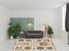 8' x 11' Ivory Yellow Rust Green Grey Pink Orange Blue & Grey Oriental Power Loom Area Rug