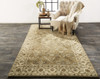 8' x 11' Green Brown and Taupe Wool Paisley Tufted Handmade Stain Resistant Area Rug