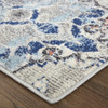 8' x 11' Ivory Taupe and Blue Floral Power Loom Distressed Stain Resistant Area Rug