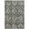 8' x 11' Ivory Charcoal Grey Blue Rust Gold and Brown Oriental Power Loom Area Rug
