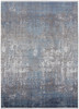 8' x 11' Blue Gray and Silver Abstract Power Loom Distressed Area Rug with Fringe
