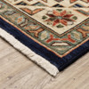 8' x 11' Navy Charcoal Orange Rust Gold Pale Blue Olive Beige & Salmon Oriental Power Loom Rug