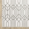 8' x 11' White & Grey Geometric Power Loom Stain Resistant Area Rug