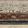 8' x 11' Ivory Beige Red Blue Gold Green and Navy Oriental Power Loom Area Rug