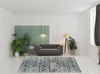 8' x 11' Navy and Ivory Geometric Power Loom Stain Resistant Area Rug