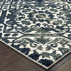 8' x 11' Navy and Ivory Geometric Power Loom Stain Resistant Area Rug