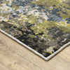 8' x 11' Grey Green Gold Blue and Beige Abstract Power Loom Stain Resistant Area Rug