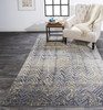 8' x 11' Gray Yellow and White Abstract Stain Resistant Area Rug