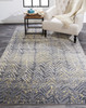 8' x 11' Gray Yellow and White Abstract Stain Resistant Area Rug