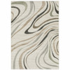 8' x 11' Beige Grey Brown Sage Pale Blue Tan and Charcoal Abstract Power Loom Area Rug