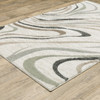 8' x 11' Beige Grey Brown Sage Pale Blue Tan and Charcoal Abstract Power Loom Area Rug