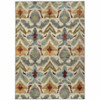 8' x 11' Ivory Grey Rust Gold and Blue Abstract Power Loom Stain Resistant Area Rug