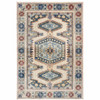 8' x 11' Ivory & Blue Oriental Power Loom Stain Resistant Area Rug