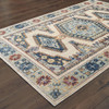 8' x 11' Ivory & Blue Oriental Power Loom Stain Resistant Area Rug