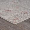 8' x 11' Gray Ivory Slate Blue and Wine Red Geometric Stain Resistant Area Rug