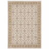 8' x 11' Ivory & Gold Oriental Power Loom Stain Resistant Area Rug with Fringe