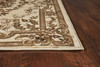 8' x 11' Ivory Machine Woven Hand Carved Floral Medallion Indoor Area Rug