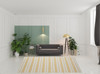 8' x 11' Yellow and Ivory Striped Dhurrie Hand Woven Stain Resistant Area Rug