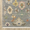 8' x 11' Grey Ivory Gold Salmon Red Blue and Green Oriental Power Loom Area Rug