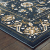 8' x 11' Navy Caramel and Ivory Oriental Power Loom Stain Resistant Area Rug